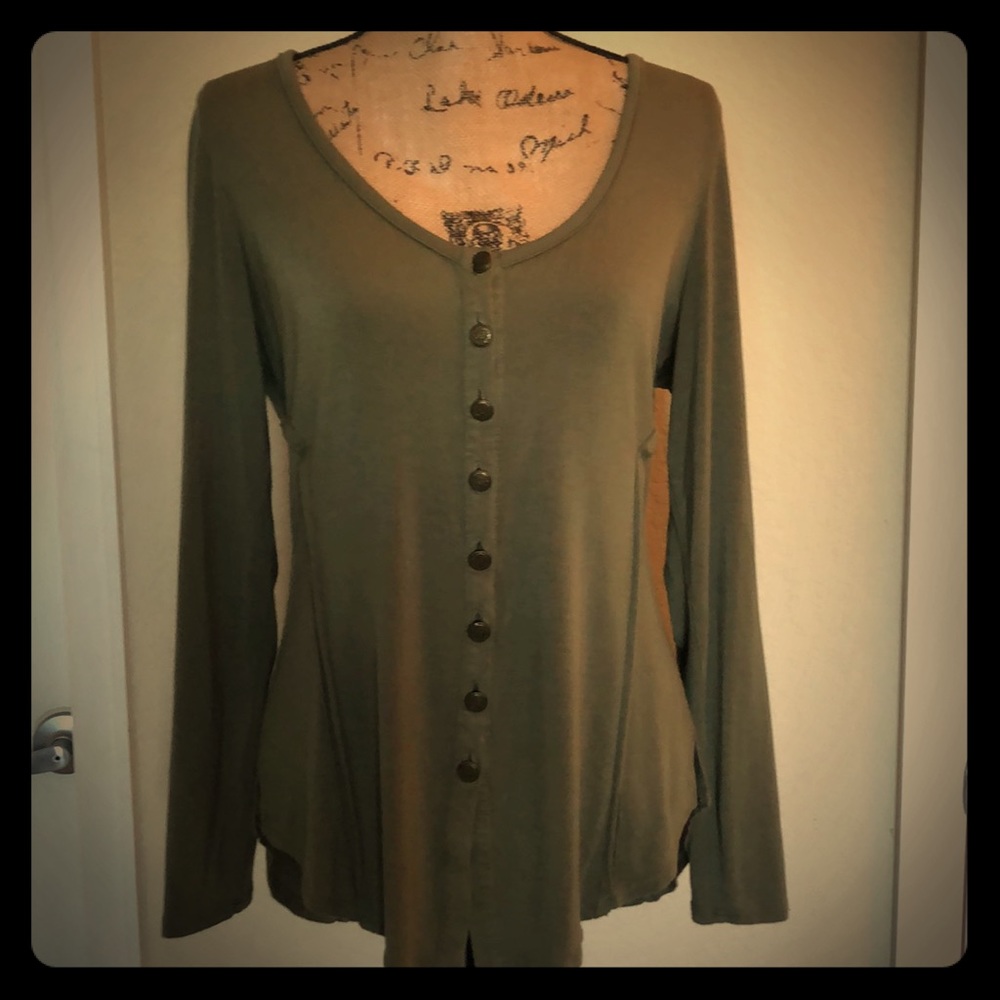 Sage green button blouse